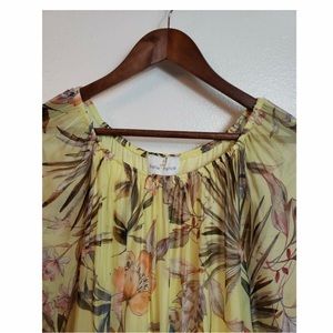 Belle France Women's Soft Yellows Lined Blouse Top Women's Medium like new
